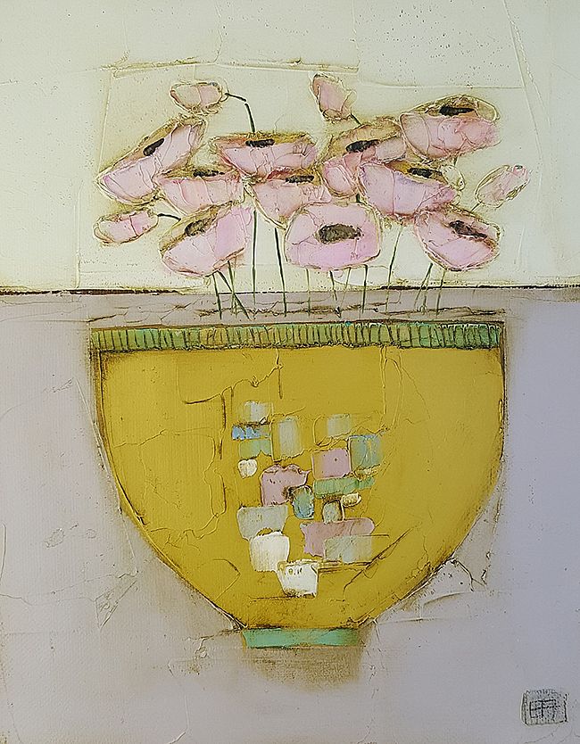 Eithne  Roberts - Yellow bowl and pinks
